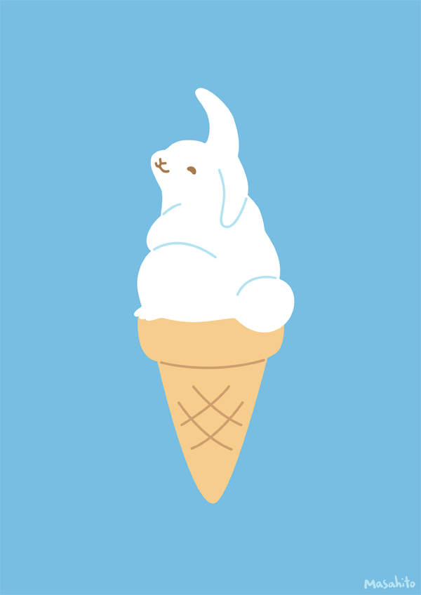 bunny sitting on an icecream cone
